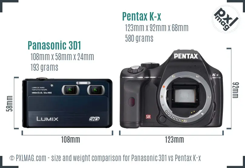 Panasonic 3D1 vs Pentax K-x size comparison