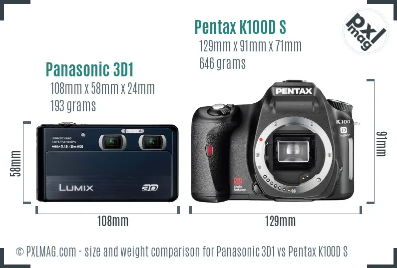 Panasonic 3D1 vs Pentax K100D S size comparison