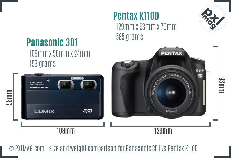 Panasonic 3D1 vs Pentax K110D size comparison