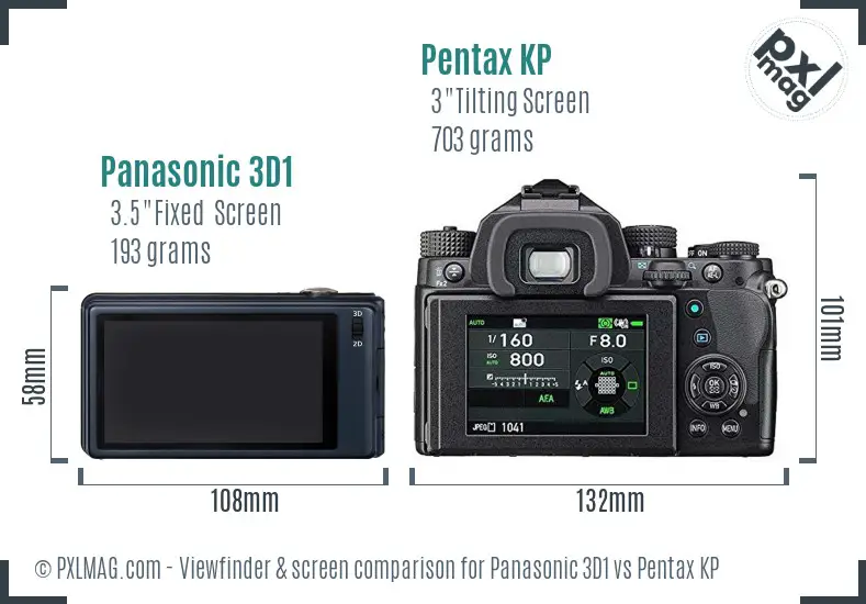 Panasonic 3D1 vs Pentax KP Screen and Viewfinder comparison