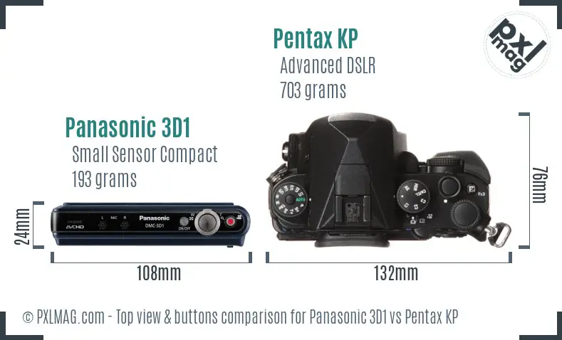 Panasonic 3D1 vs Pentax KP top view buttons comparison