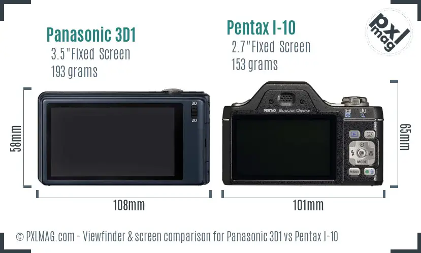 Panasonic 3D1 vs Pentax I-10 Screen and Viewfinder comparison