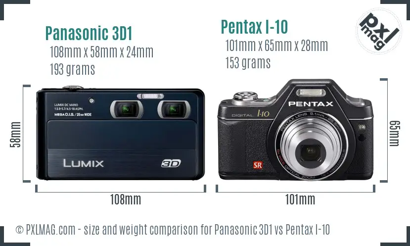Panasonic 3D1 vs Pentax I-10 size comparison