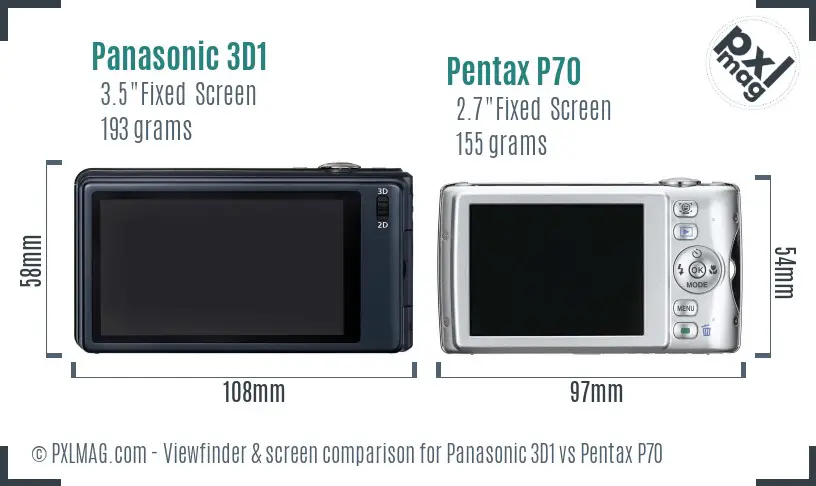 Panasonic 3D1 vs Pentax P70 Screen and Viewfinder comparison