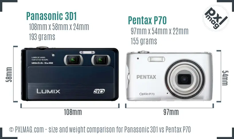 Panasonic 3D1 vs Pentax P70 size comparison