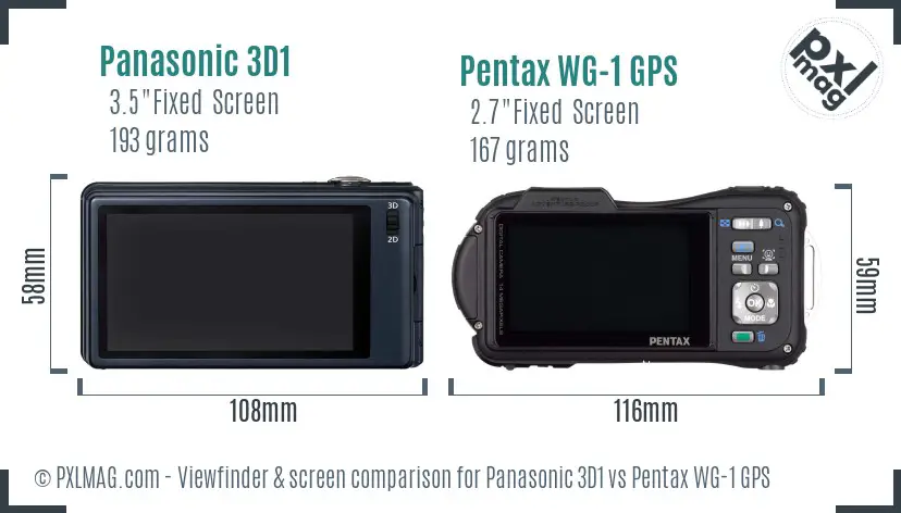 Panasonic 3D1 vs Pentax WG-1 GPS Screen and Viewfinder comparison