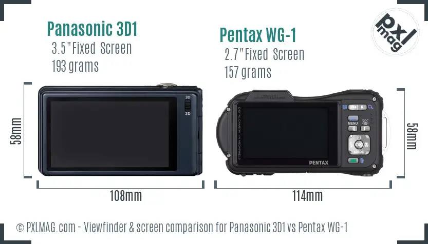 Panasonic 3D1 vs Pentax WG-1 Screen and Viewfinder comparison
