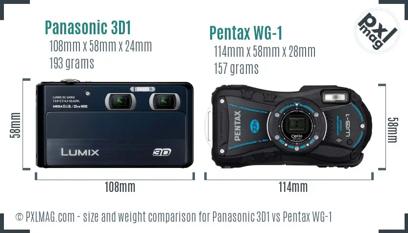 Panasonic 3D1 vs Pentax WG-1 size comparison