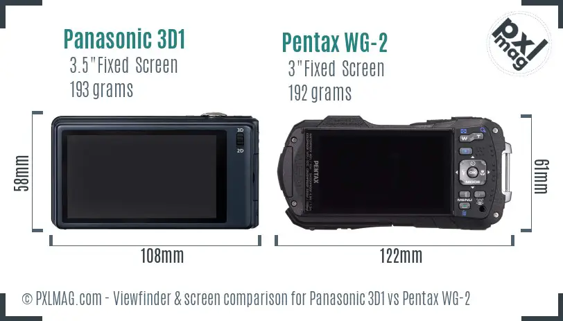 Panasonic 3D1 vs Pentax WG-2 Screen and Viewfinder comparison