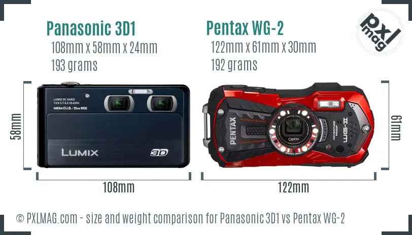 Panasonic 3D1 vs Pentax WG-2 size comparison