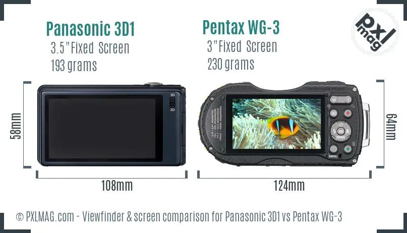 Panasonic 3D1 vs Pentax WG-3 Screen and Viewfinder comparison