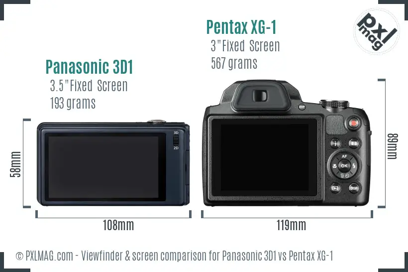 Panasonic 3D1 vs Pentax XG-1 Screen and Viewfinder comparison