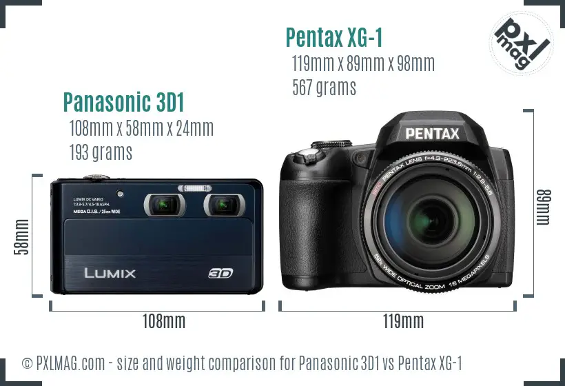 Panasonic 3D1 vs Pentax XG-1 size comparison