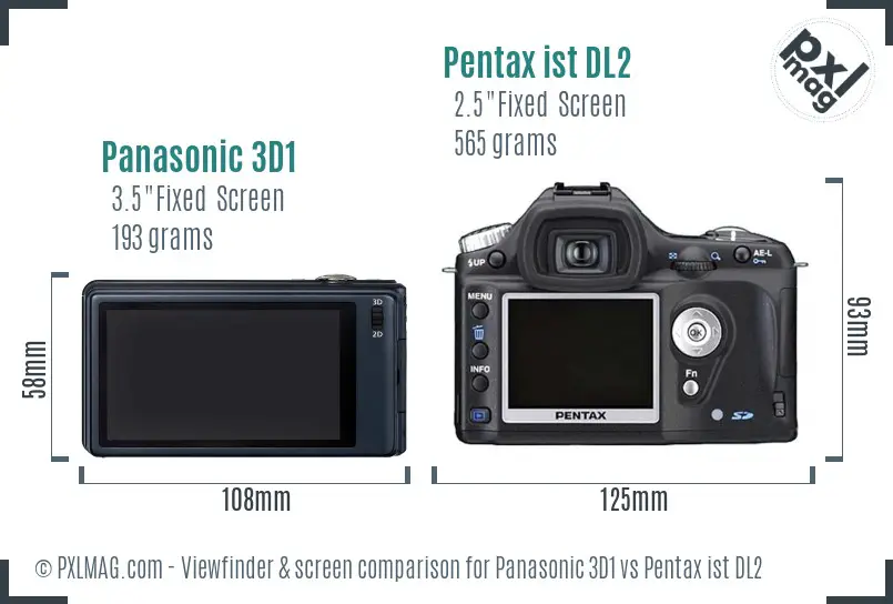 Panasonic 3D1 vs Pentax ist DL2 Screen and Viewfinder comparison