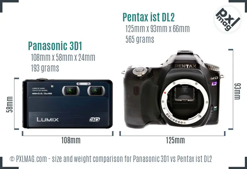 Panasonic 3D1 vs Pentax ist DL2 size comparison