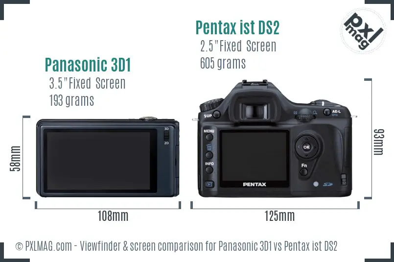 Panasonic 3D1 vs Pentax ist DS2 Screen and Viewfinder comparison
