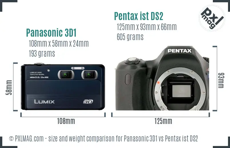 Panasonic 3D1 vs Pentax ist DS2 size comparison