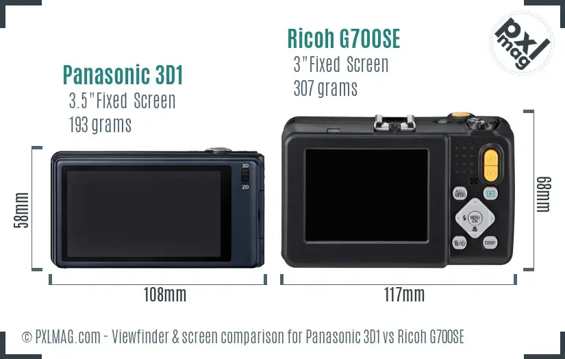 Panasonic 3D1 vs Ricoh G700SE Screen and Viewfinder comparison
