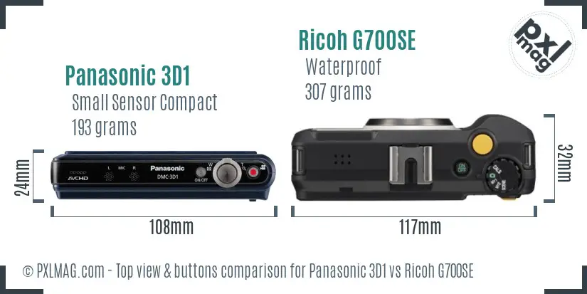 Panasonic 3D1 vs Ricoh G700SE top view buttons comparison