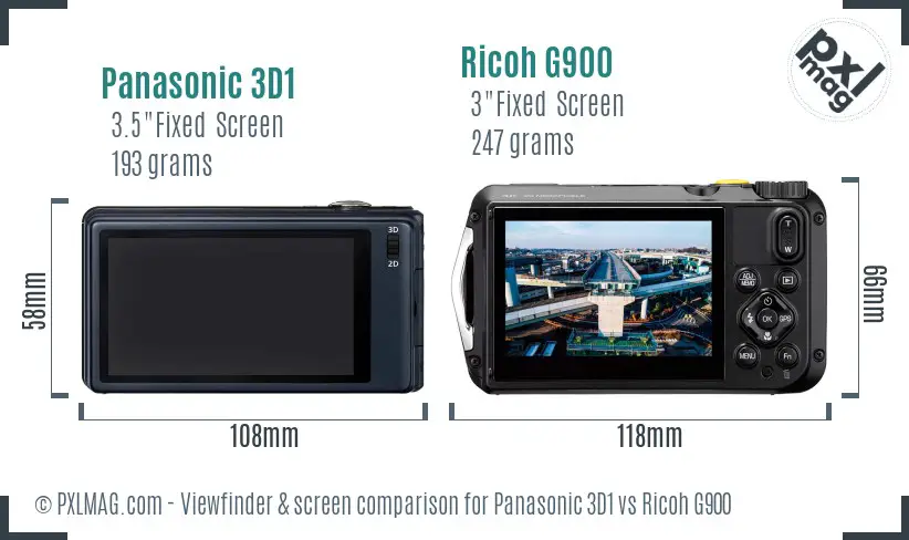 Panasonic 3D1 vs Ricoh G900 Screen and Viewfinder comparison