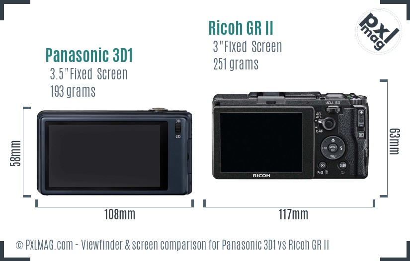 Panasonic 3D1 vs Ricoh GR II Screen and Viewfinder comparison