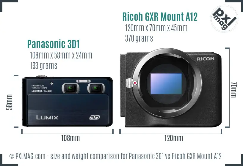 Panasonic 3D1 vs Ricoh GXR Mount A12 size comparison