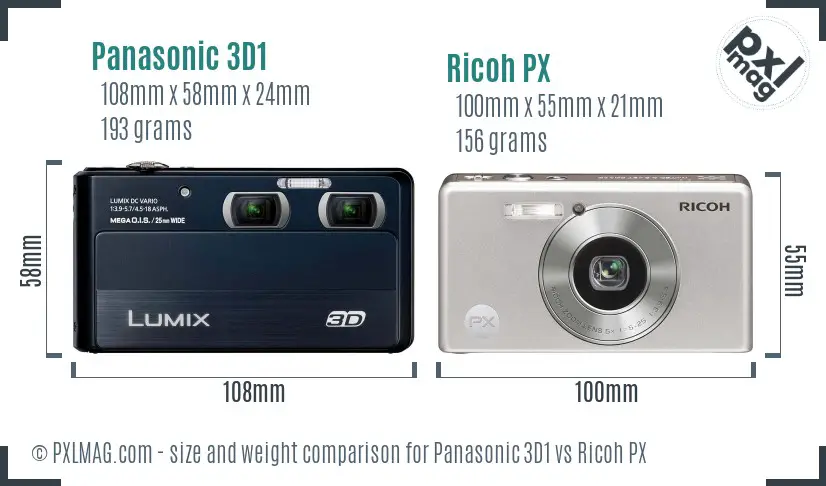 Panasonic 3D1 vs Ricoh PX size comparison Panasonic 3D1 vs Ricoh PX size comparison