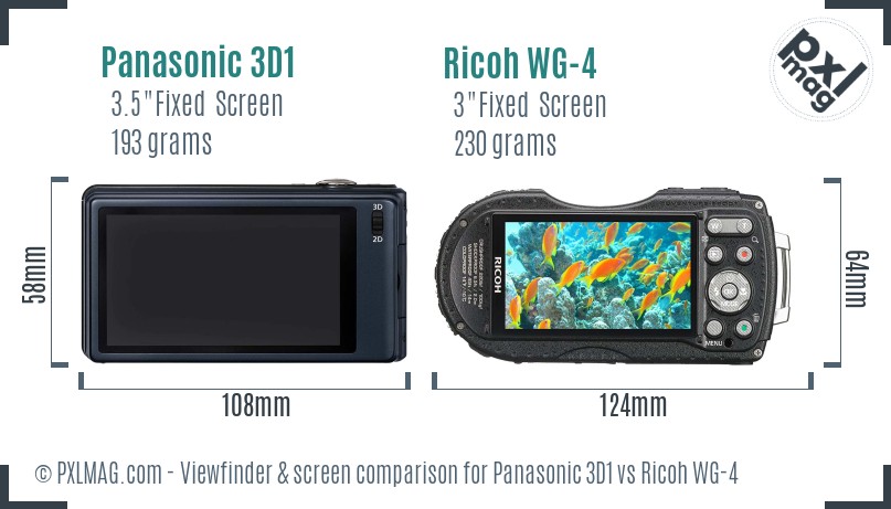 Panasonic 3D1 vs Ricoh WG-4 Screen and Viewfinder comparison