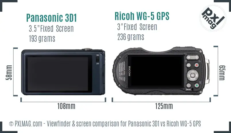 Panasonic 3D1 vs Ricoh WG-5 GPS Screen and Viewfinder comparison
