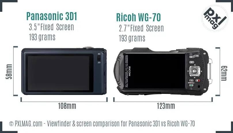 Panasonic 3D1 vs Ricoh WG-70 Screen and Viewfinder comparison