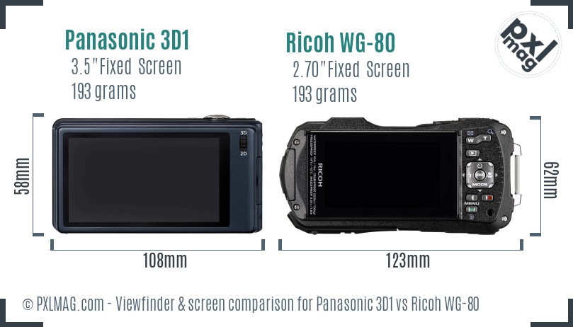 Panasonic 3D1 vs Ricoh WG-80 Screen and Viewfinder comparison