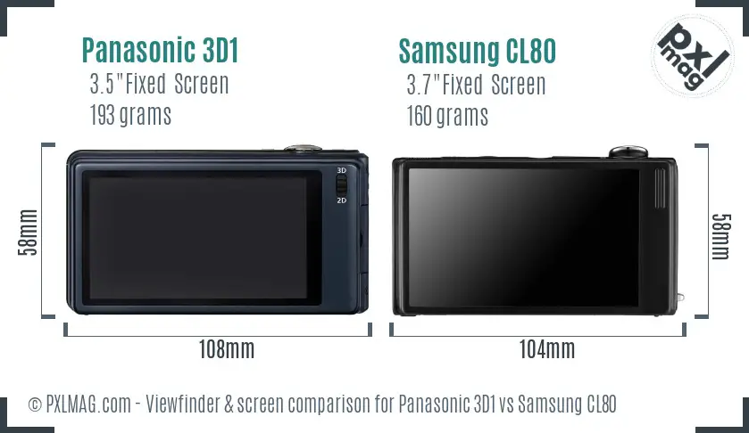 Panasonic 3D1 vs Samsung CL80 Screen and Viewfinder comparison