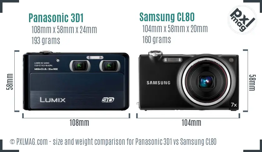 Panasonic 3D1 vs Samsung CL80 size comparison
