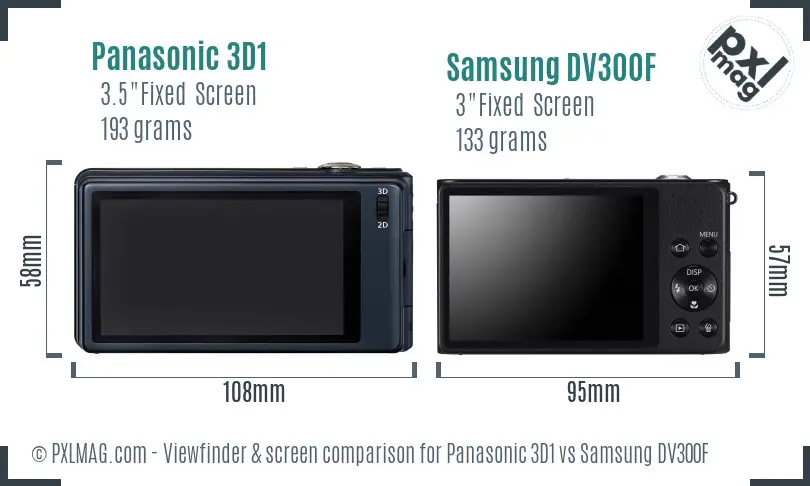 Panasonic 3D1 vs Samsung DV300F Screen and Viewfinder comparison