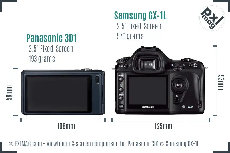 Panasonic 3D1 vs Samsung GX-1L Screen and Viewfinder comparison