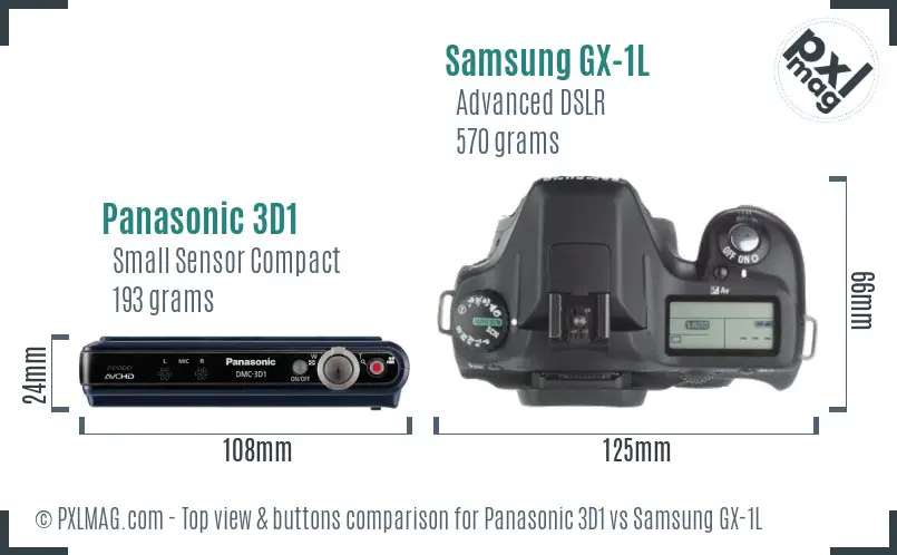 Panasonic 3D1 vs Samsung GX-1L top view buttons comparison