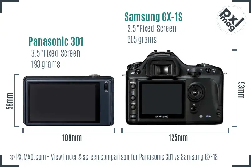 Panasonic 3D1 vs Samsung GX-1S Screen and Viewfinder comparison Panasonic 3D1 vs Samsung GX-1S Screen and Viewfinder comparison