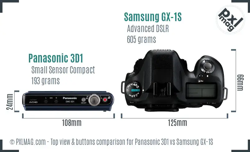 Panasonic 3D1 vs Samsung GX-1S top view buttons comparison Panasonic 3D1 vs Samsung GX-1S top view buttons comparison