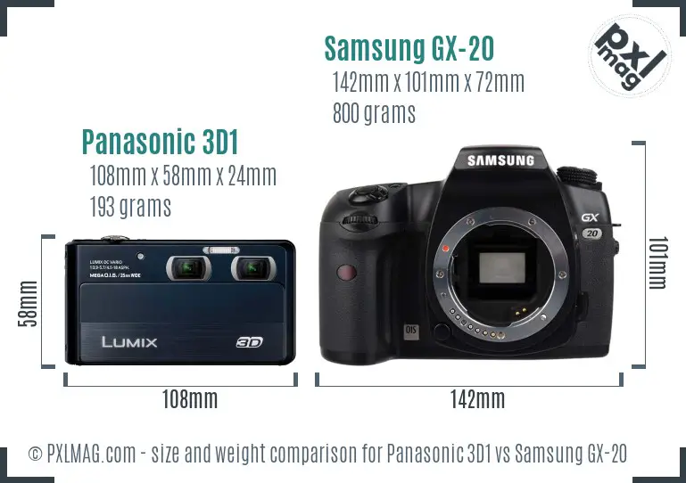 Panasonic 3D1 vs Samsung GX-20 size comparison Panasonic 3D1 vs Samsung GX-20 size comparison