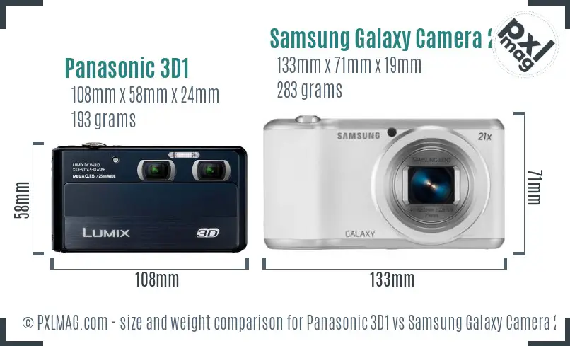 Panasonic 3D1 vs Samsung Galaxy Camera 2 size comparison