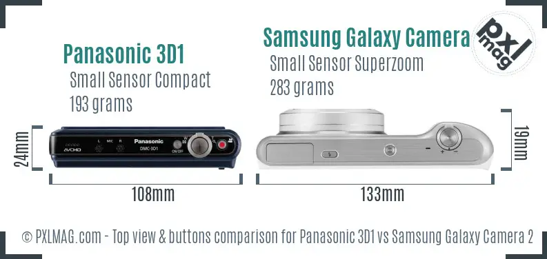 Panasonic 3D1 vs Samsung Galaxy Camera 2 top view buttons comparison