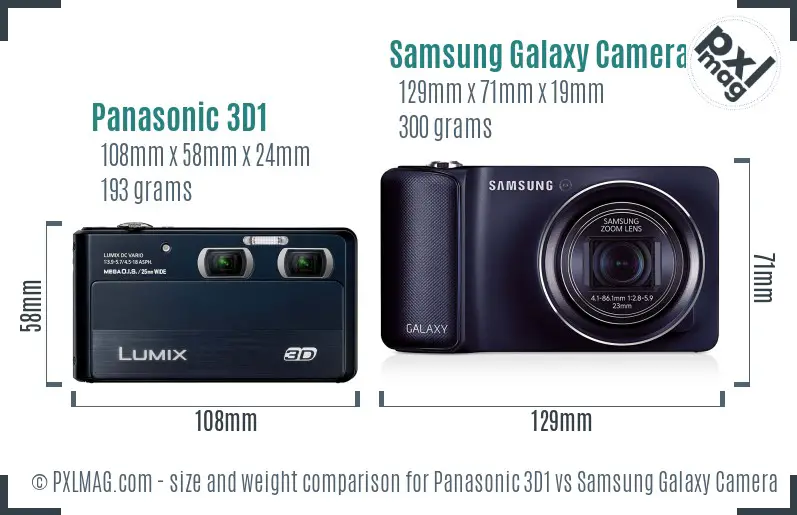 Panasonic 3D1 vs Samsung Galaxy Camera size comparison Panasonic 3D1 vs Samsung Galaxy Camera size comparison