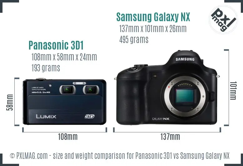 Panasonic 3D1 vs Samsung Galaxy NX size comparison