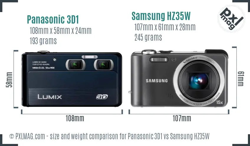 Panasonic 3D1 vs Samsung HZ35W size comparison Panasonic 3D1 vs Samsung HZ35W size comparison