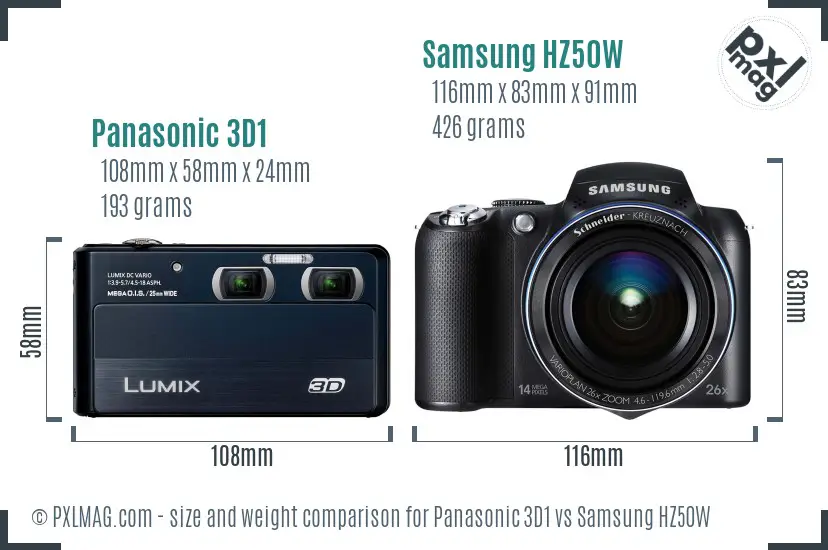 Panasonic 3D1 vs Samsung HZ50W size comparison Panasonic 3D1 vs Samsung HZ50W size comparison