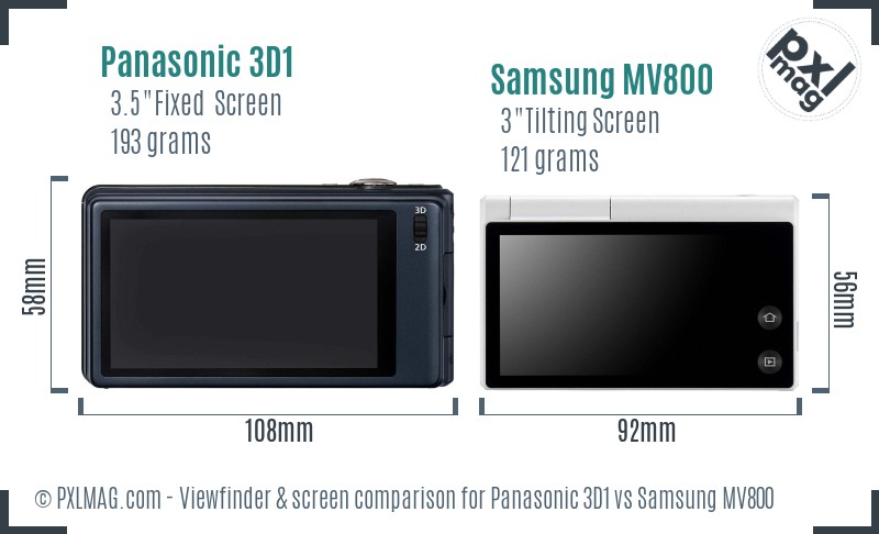 Panasonic 3D1 vs Samsung MV800 Screen and Viewfinder comparison