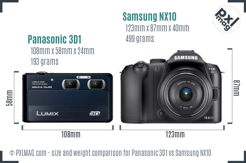 Panasonic 3D1 vs Samsung NX10 size comparison