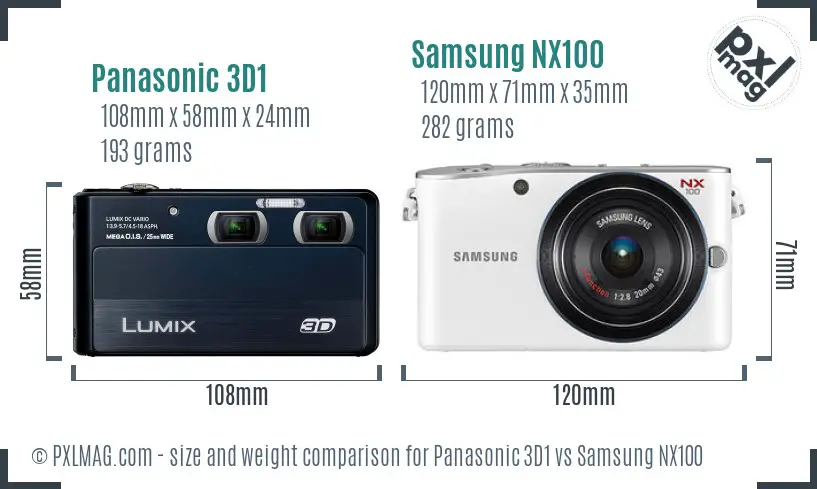 Panasonic 3D1 vs Samsung NX100 size comparison