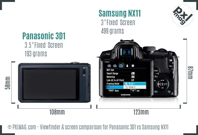 Panasonic 3D1 vs Samsung NX11 Screen and Viewfinder comparison