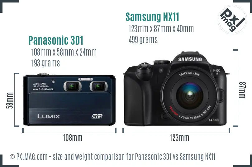 Panasonic 3D1 vs Samsung NX11 size comparison